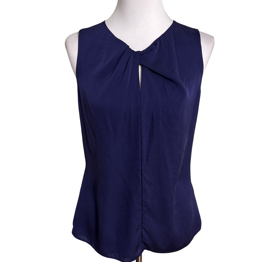Banana Republic Silk Keyhole Dark Blue Blouse